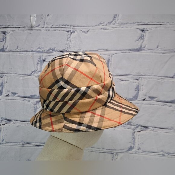 Vintage Burberry Women\'s Hat Nova Check Bucket Hat 60s 50s Size Medium 7\
